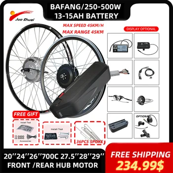 BAFANG Kit bici elettrica con batteria 12Ah 15Ah kit bicicletta elettrica ebike 20 26 ''27,5 700C Motore mozzo ruota anteriore posteriore