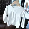 Baby Backing Shirt Super Soft Boys and Girls' White Long Sleeve T-Shirt Summer Air Conditioned Shirt Versatile Solid Color 5