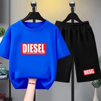 Ensemble t-shirt et short pour garçons et filles de 3 à 12 ans, t-shirts à manches courtes pour enfants, vêtements décontractés roses et noirs, vêtements d'été amples pour enfants 1