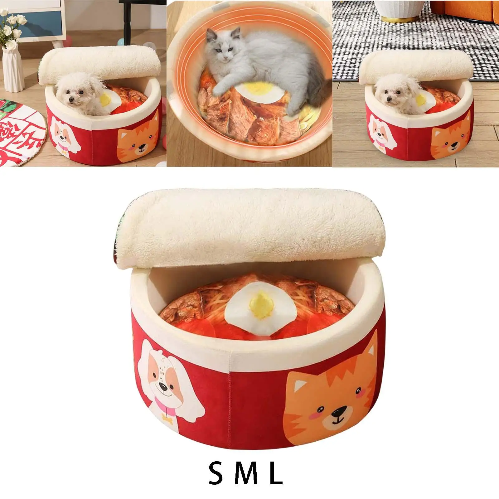 Instant Noodle Bed, Thick , Removable Washable Cushion, for Kitten Small Cats