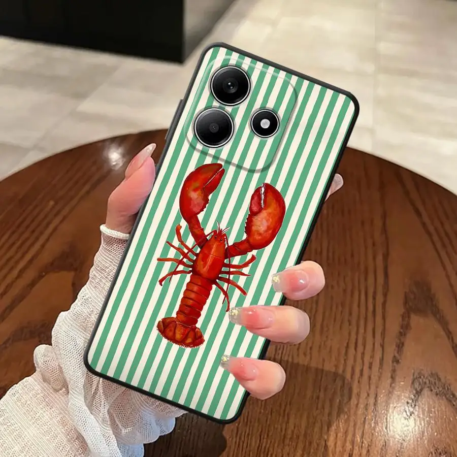 Black Soft Phone Cover with Ocean Life Theme Stripes