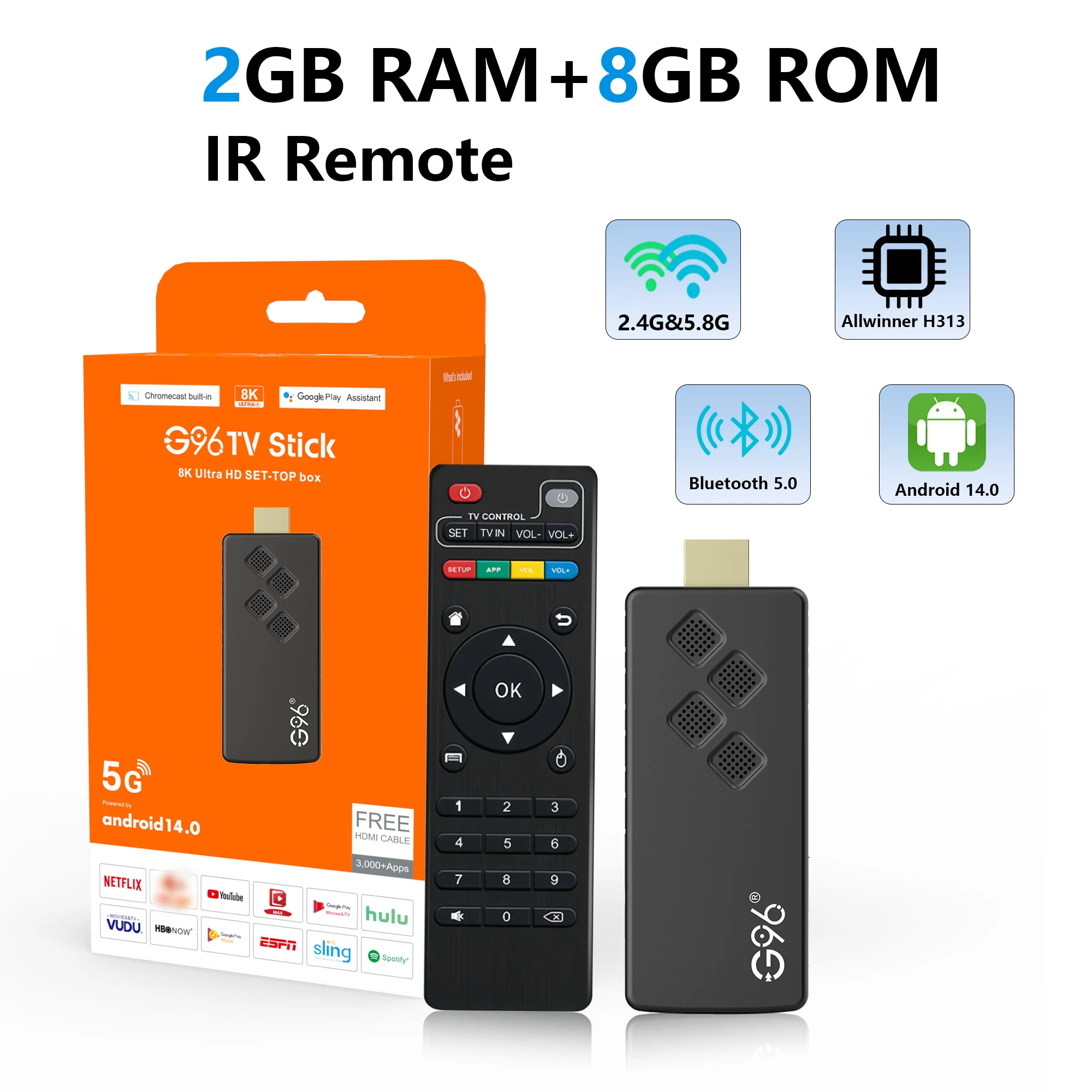 Android 14 5V/2A TV Stick Mortal Q2 Voice Remote Control 8K 4K Video BT5.0 Wifi6 Netflix YouTube Fast Streaming VS Fire TV Stick