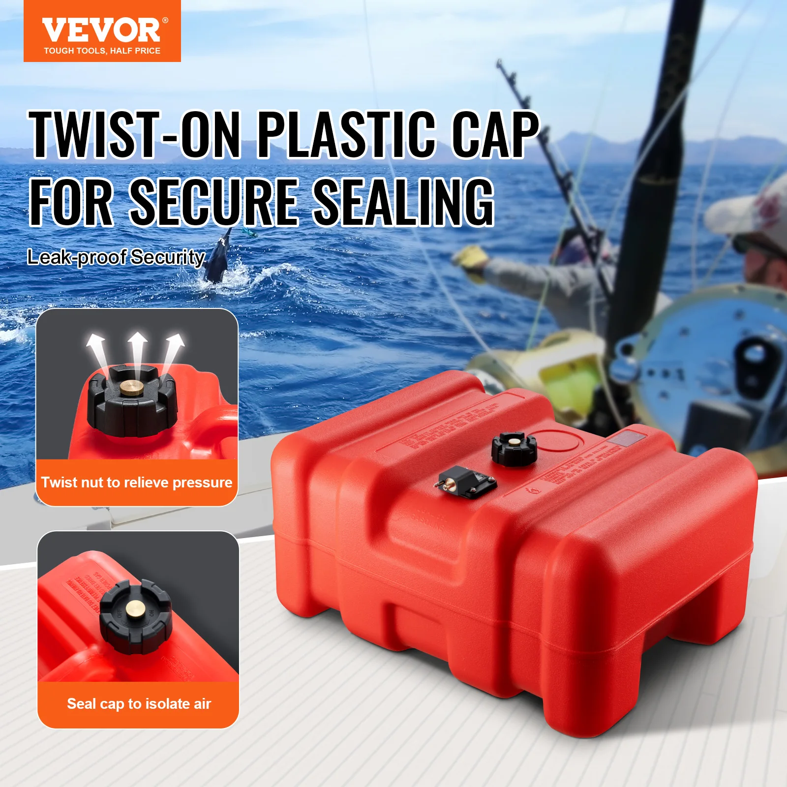 3/6/12Gal Marine Fuel Tank Portable Boat Fuel Gas Tank with Hose for Yacht Outboard Engine Fishing Boats petrol can