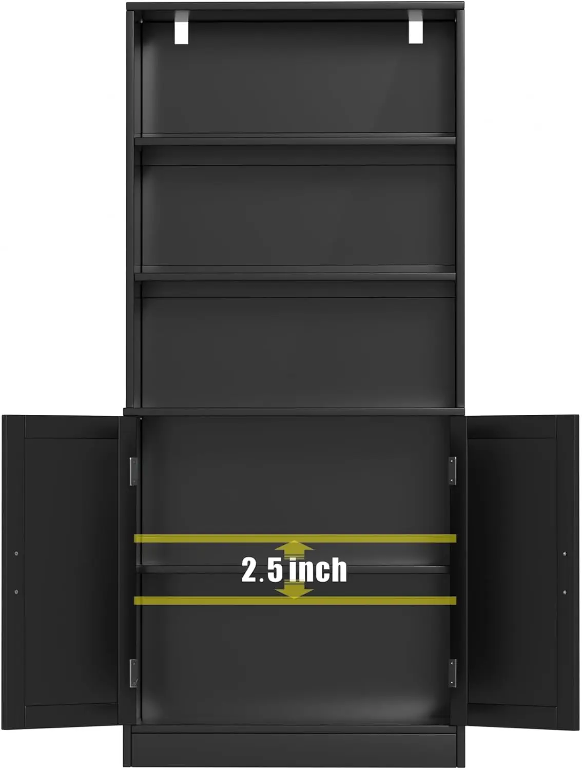 75" Tall Bookcase with Doors, 5 Tier Large Bookshelf with Cabinet, Standing Wood Display Book Shelf