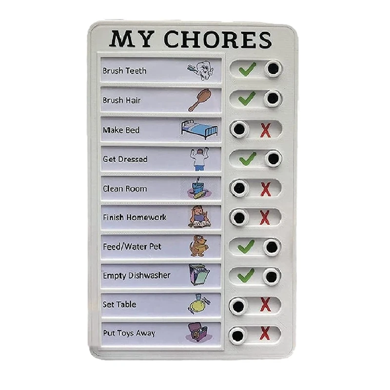 

4X My Chores Checklist Memo Plastic Board, Detachable And Reusable Creative Memo Checklist For Check Items And Form