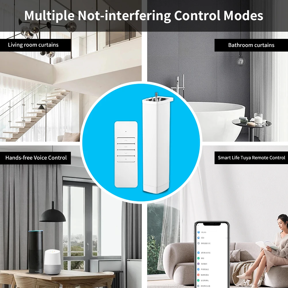 Electric Curtain Motor Tuya Smart Wifi/Zigbee with RF Remote APP Voice Control for Alexa Google Assistant SmartThings