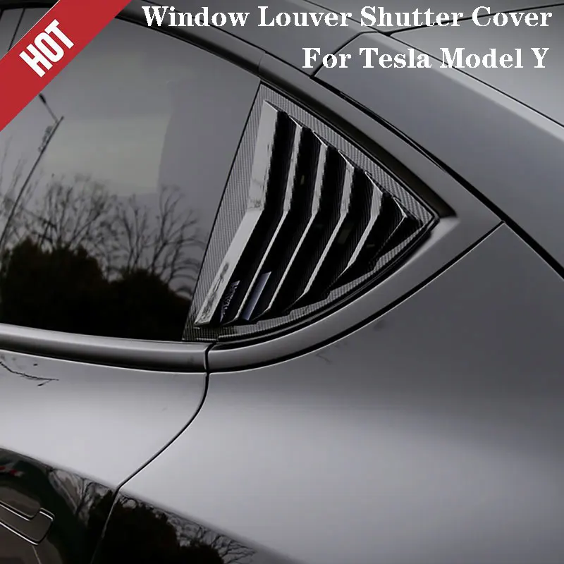 

For Tesla Model Y 2020-2023 Rear Triangular Window Blinds Decoration Spoiler Louver Shutter Cover Deflector Accessories