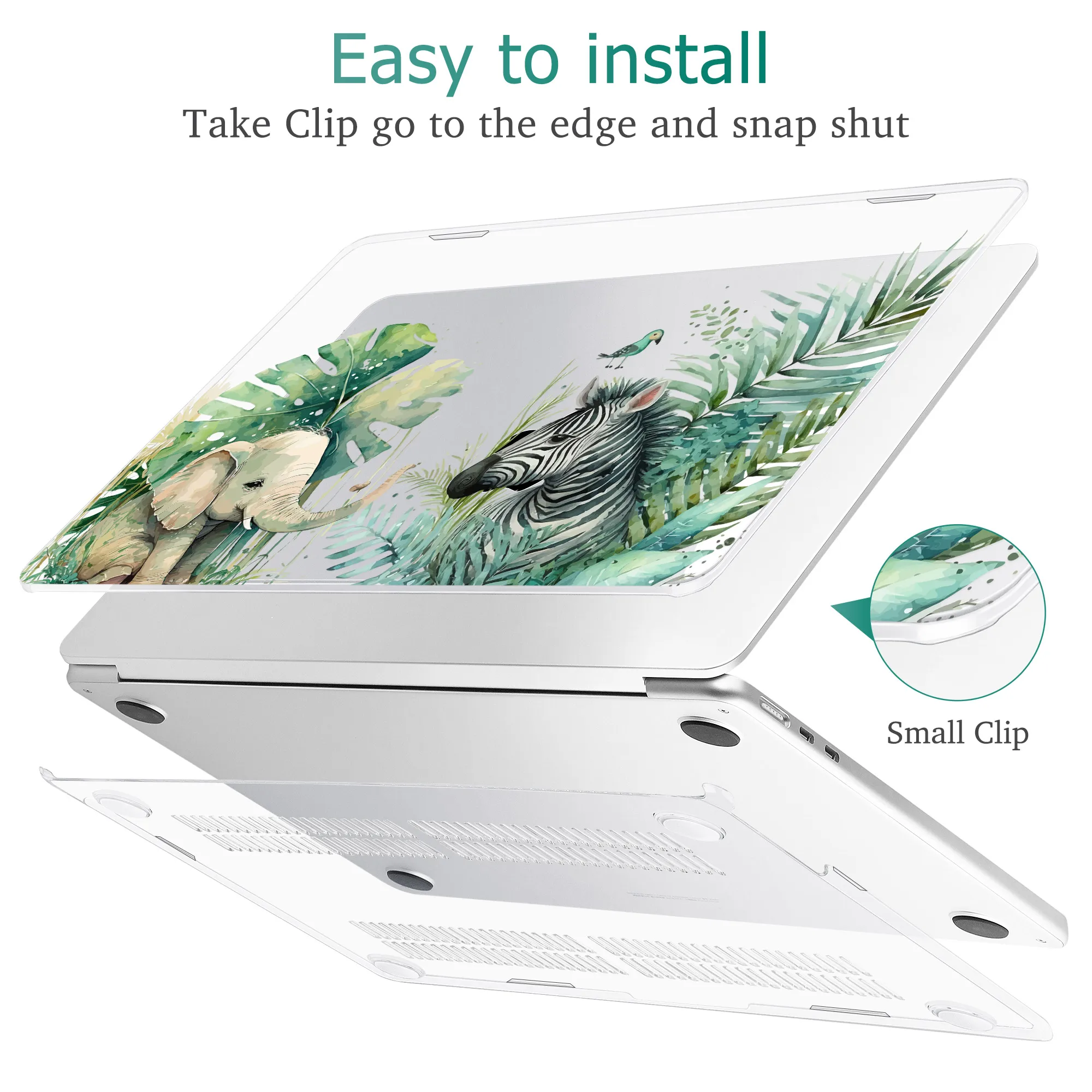 Estojo Padrão Zebra e Elefante para Macbook Air 13 15 A2681 A2941 m2 Pro 13 14 16 A2338 A2779 A2442 m1 ar 13 A2337 Retina 12 - Imagem 2