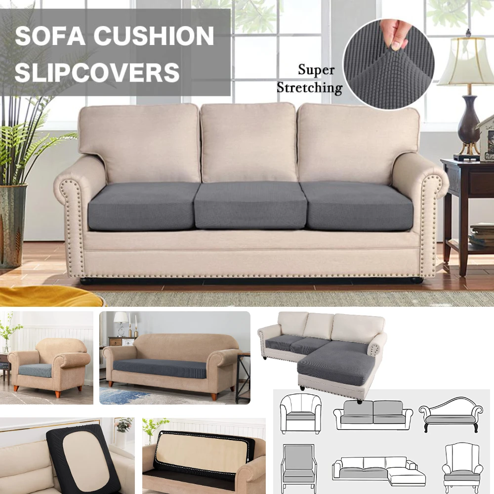 Stretch Jacquard Couch Cushion Covers Chair Sofa Covers Seat Cushion Slipcovers Cushion Protector for 1-2-3 Seaters Replacement 2
