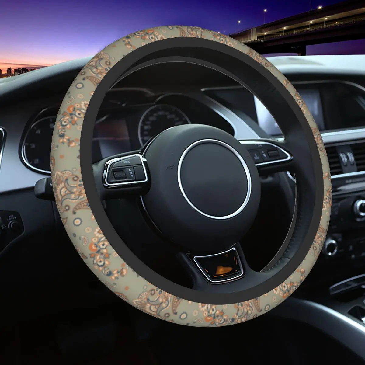 

Paisley Car Steering Wheel Cover 37-38 Non-slip Steering Wheel Protective Cover Fashion Car-styling Car Accessories
