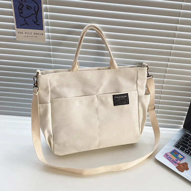 Nuevo bolso multibolsillo de gran capacidad --mujer Fashion Canvas Tote  Bags Daily Zipper
