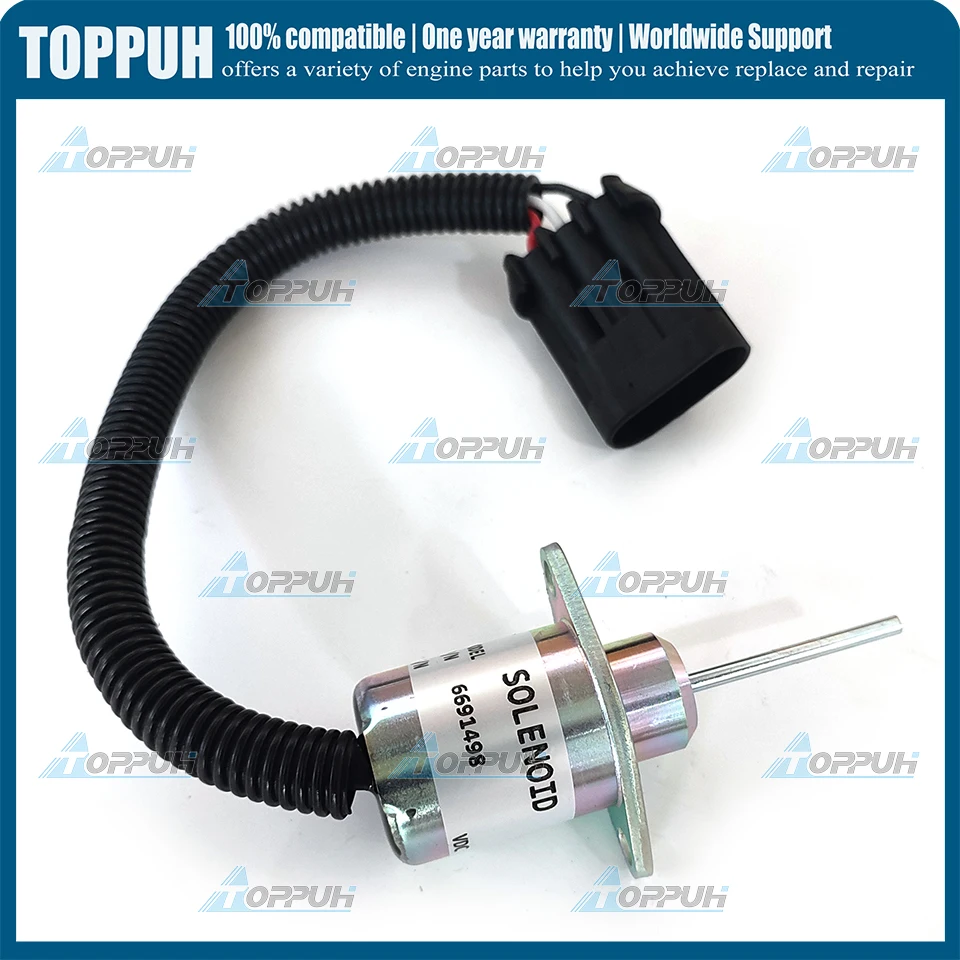 12V 6691498 Fuel Shutoff Solenoid For Bobcat 6691498 325 328 329 331 334 335 337 341 425 428 1503ES-12A5UC4S 1G925-60011 Solenoid Repair Kit