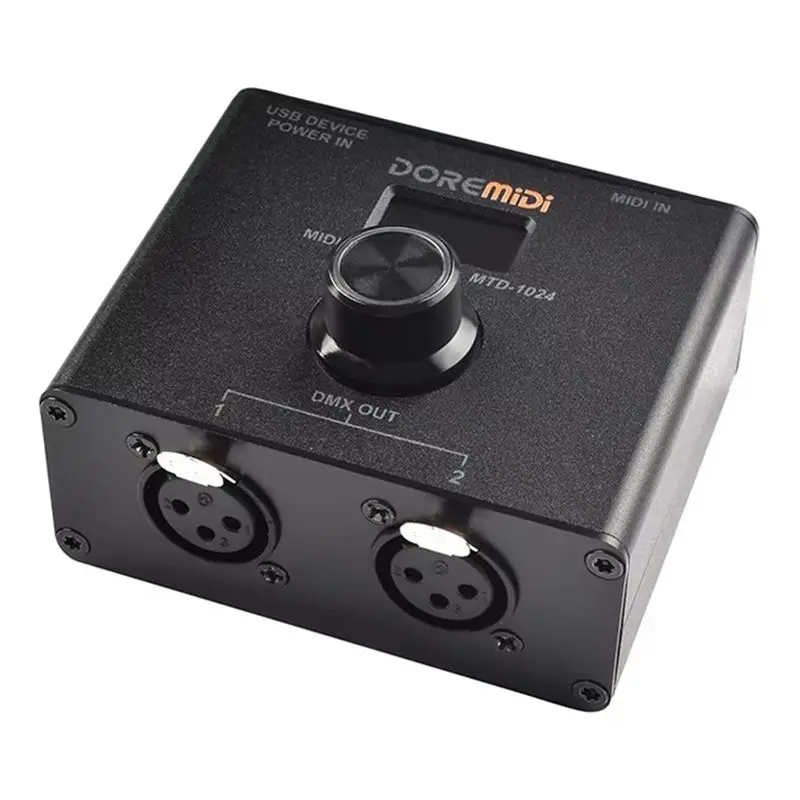 Doremidi MIDI 메시지를 DMX 컨트롤러 MTD-1024로 변환하면 MIDI 신호를 DMX 무대 조명 제어로 변환합니다.