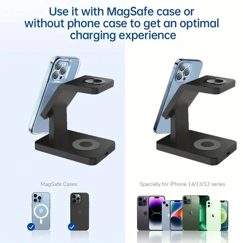3 In 1 Magnetic Wireless Charger Stand for iPhone 15 14 13 12 Pro Max Apple Watch 1-8 AirPods  Fast Charging Station Dock