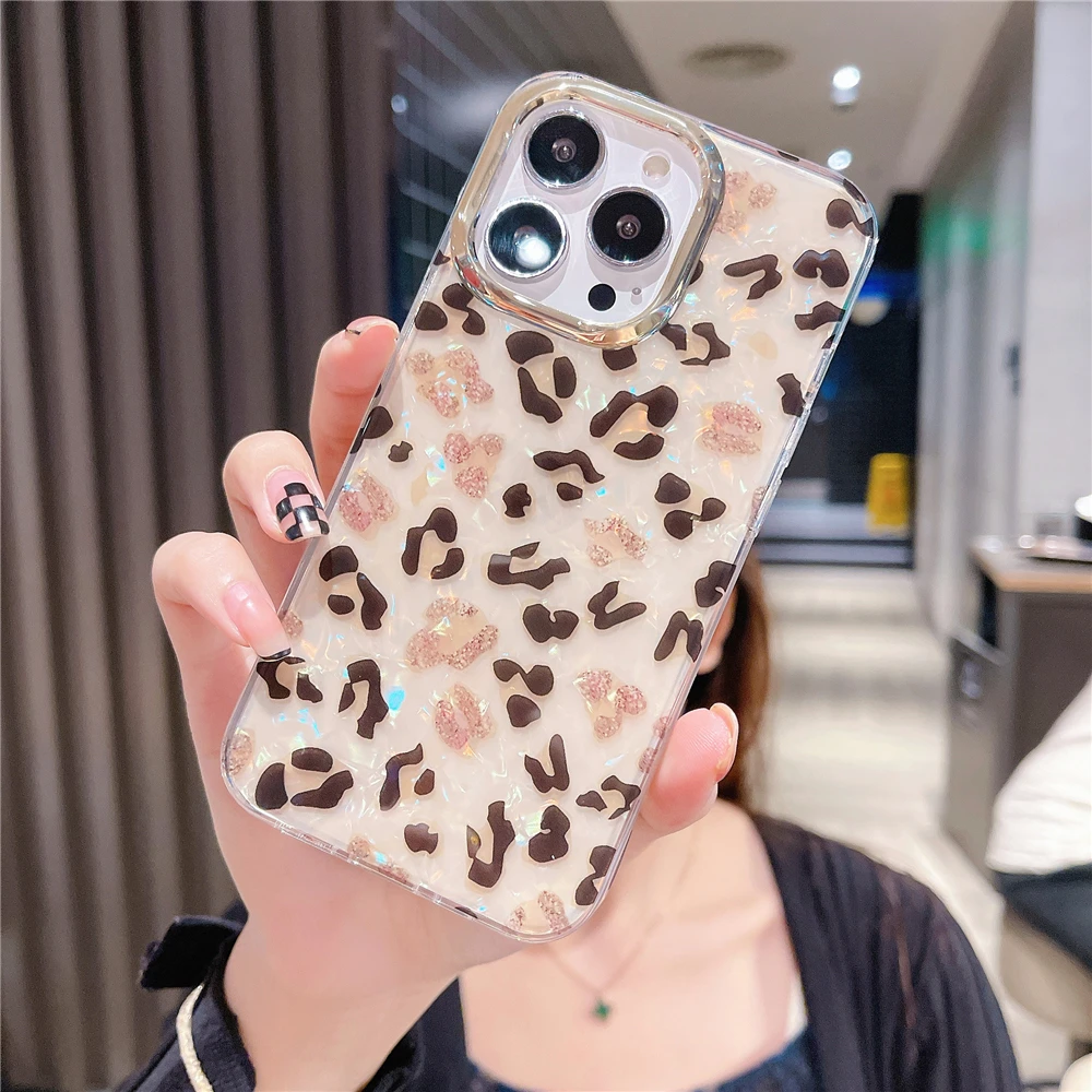 Leopard Print Iphone 12 Pro Max Printed Case Luxury Glitter Dream