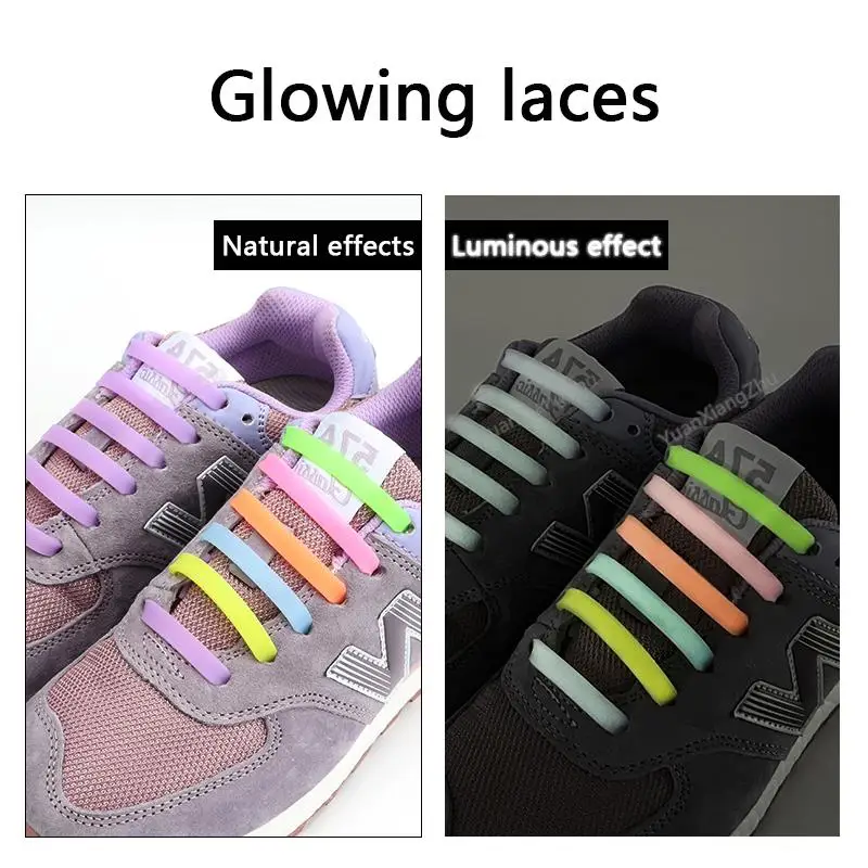 Acheter Lacets élastiques En Silicone NO.8, 12 Pièces/1 Ensemble, Sans Attaches, Pour Baskets, Jeunes étudiants, Compétition Sportive, Lacets Paresseux