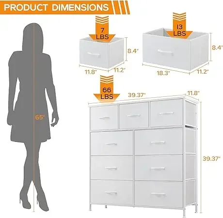 White-9-Drawer