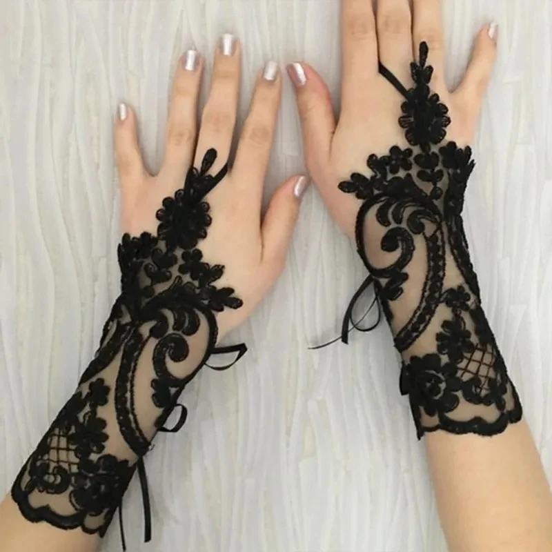 Lace Flower Hollow Fishnet Fingerless Gloves Elegant Sun Protection Women Mesh Dance Wedding Mitten Hand Decoration office desk decoration diamond shaped pen holder mesh red pen holder solid wood pen holder coffee table storage desk supplie