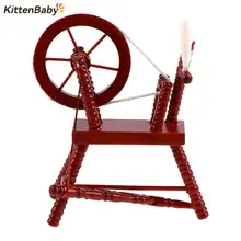 

1Pc 1/12 Dollhouse Retro Miniature Wooden Spinning Wheel Doll House Furniture Accessories Model 3 Colors