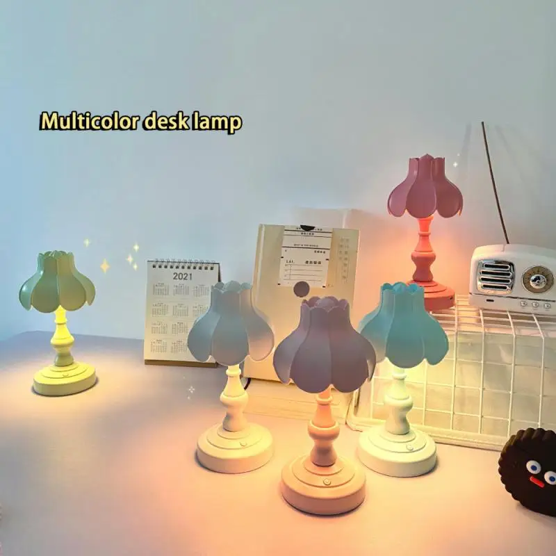 크리에이티브 레트로 연꽃 잎 전등갓 데스크탑 야간 조명, 미니 USB 충전 테이블 램프, 독서 램프, 홈 레트로 장식 램프
