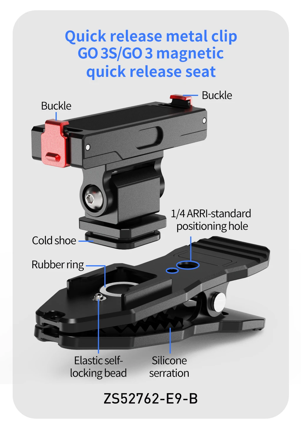Für Insta360 Go 3 Go 3S Magnetische Schnellverschlussbasis 1/4" Schraube Kaltschuhhalterung Rucksack Schneller Clip für Daumen Kameraständer Halterung – Detail 32