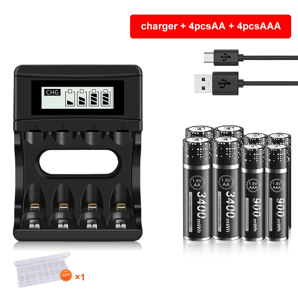 1.5V Aa Batteria Agli Ioni Di Litio Aaa 1.5V Batteria Ricaricabile Al Litio 1.5V Caricabatterie Per Batteria Ricaricabile Al Litio Aa Aaa 1.5V