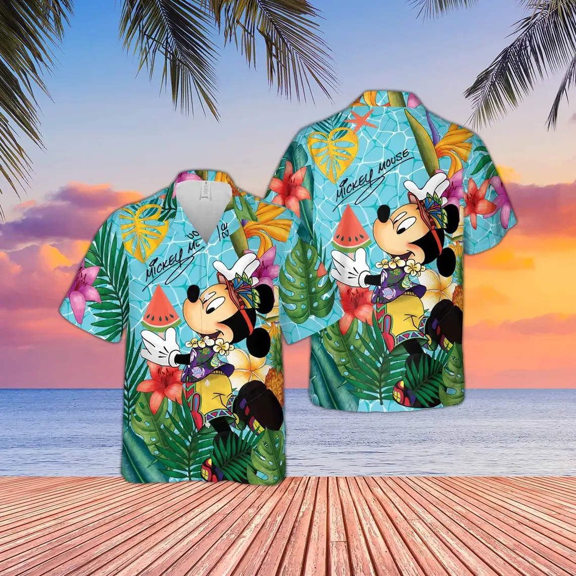 Louis Vuitton LV Mickey Mouse Disney Colorful Hawaiian Shirt And Short