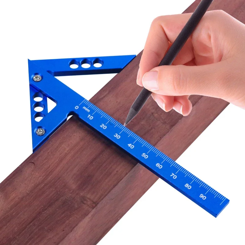 45 degree angle metric and inch woodworking measuring ruler vertical line center scriber Wood decoration woodworking tool DIY metric inch adjustable angle woodworking scriber aluminum alloy scribers measuring woodworking tool scriber parallel scriber