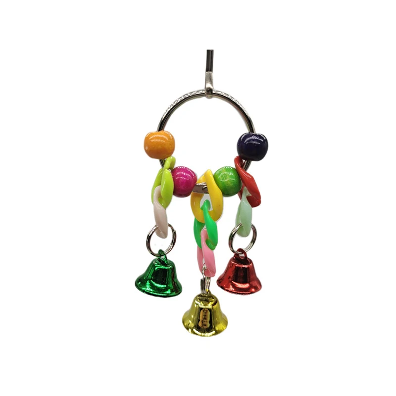 Colorful Beaded Pet Bird Toy Bell Gnawing String Climbing Swing Bird Supplies Small Pet Supplies Parrot Cage Accessories D9131 pet toys,pet chew toys,pet teeth grinding toy,pet exercise toy,pet bird toy