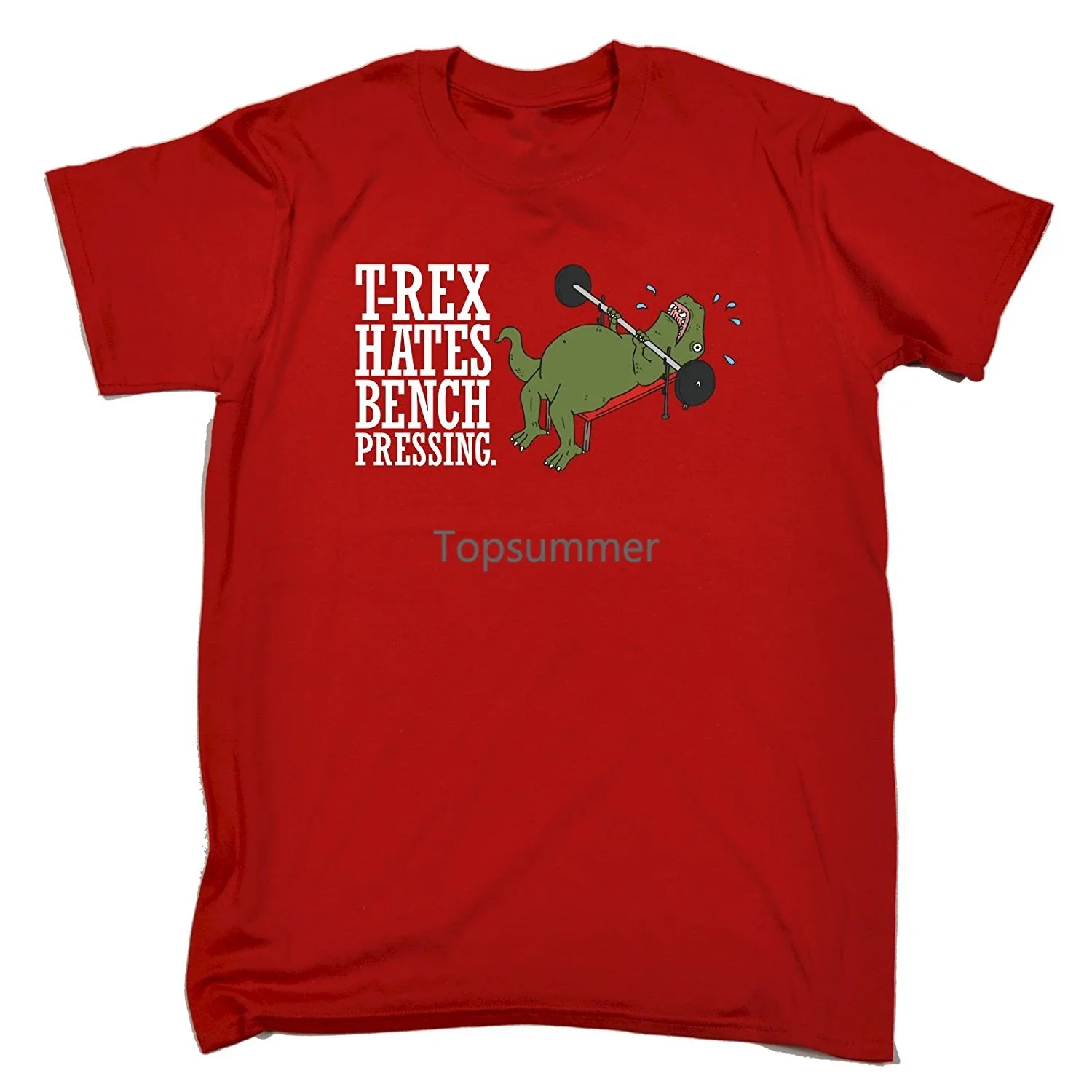

Лозунги, Мужская скамья T Rex Hates для прессования. .. Свободная футболка для тяжелой атлетики