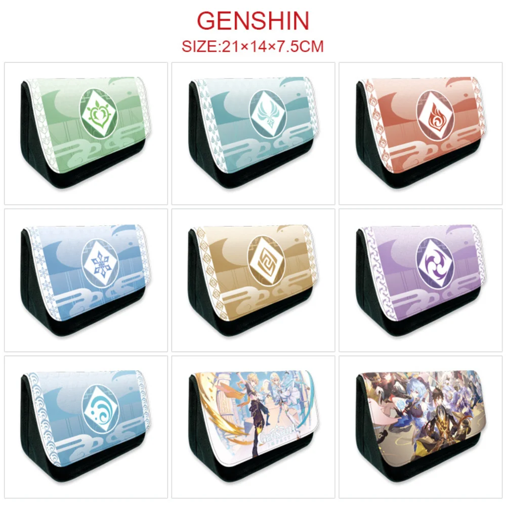 

Genshin Impact Anime Canvas Pencil Case Student Pen Bag Casual Cartoon Makeup Cosmetic Bag Unisex Zipper Stationery Bags