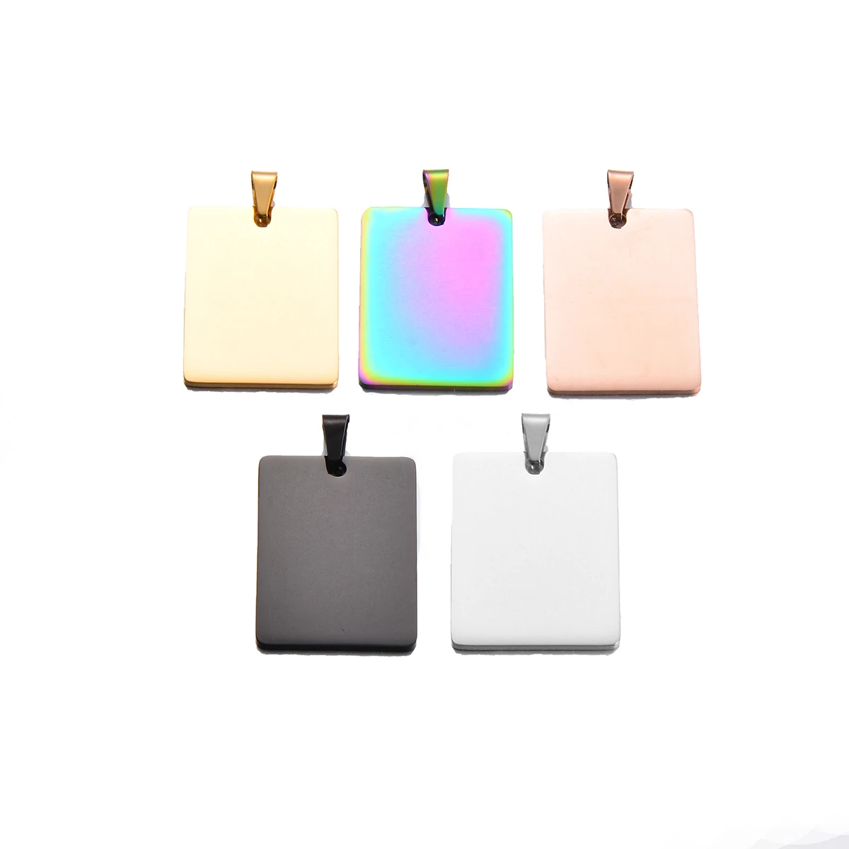 20Pcs Stainless Steel Rectangle Tag Necklace Accessories Mirror Polished for Men DIY Personalized ID Name Jewelry Findings