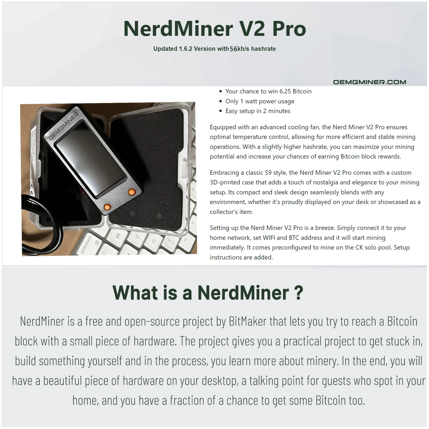 Рисунок 5 - Новинка, Майнер для биткоинов Nerdminer V2