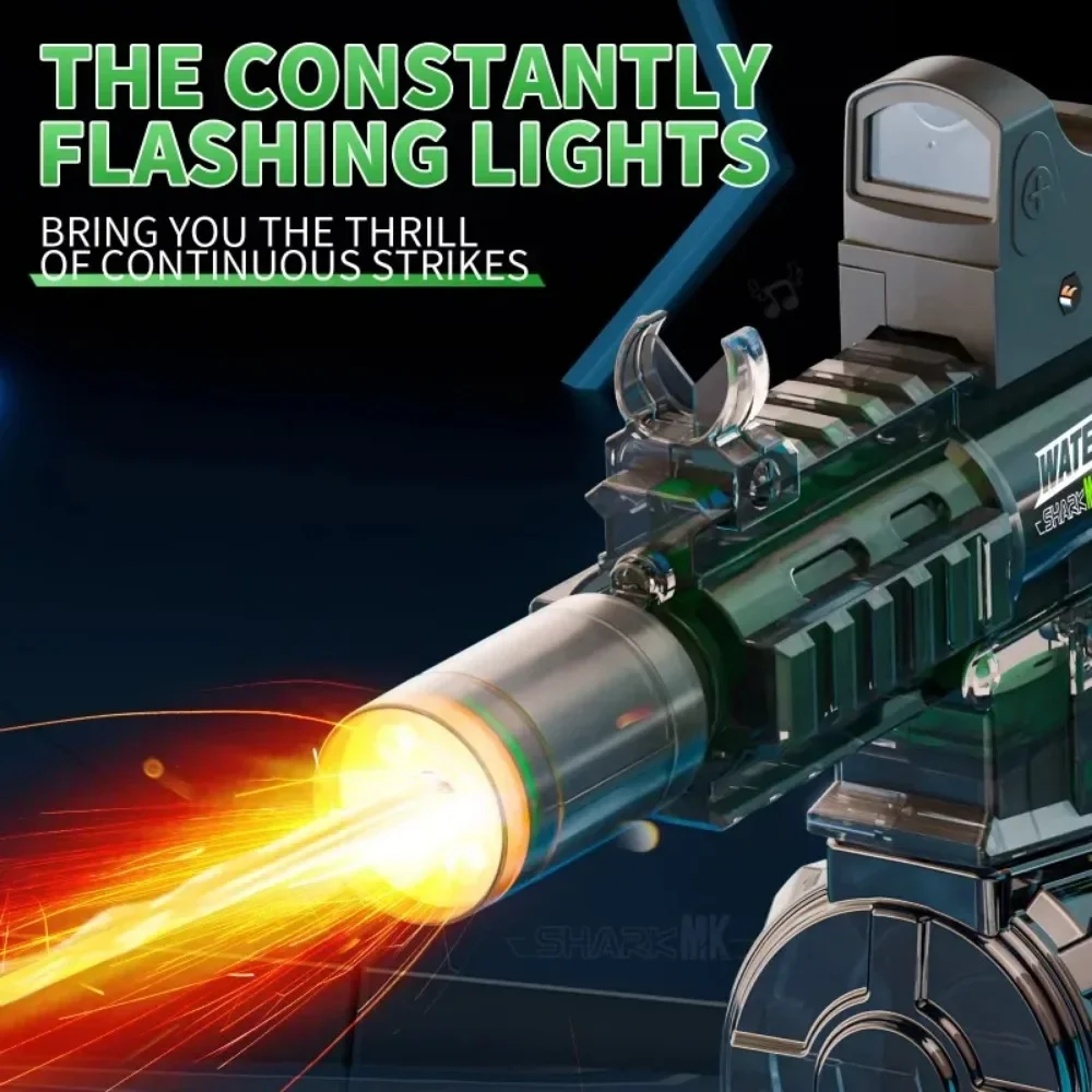 M416 자동 전동 물총 라이트업 효과 포함 여름 야외 해변 수영장 슈팅 게임 재미있는 장난감 어린이 남자아이 선물