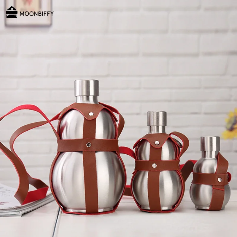 Description Picture 3 of itemPortable Hip Flask Wine Jug Gourd Bottle, 500ml 1500ml 2500ml Water Stainless Steel for Outdoor Boating Bday Accessories Gift