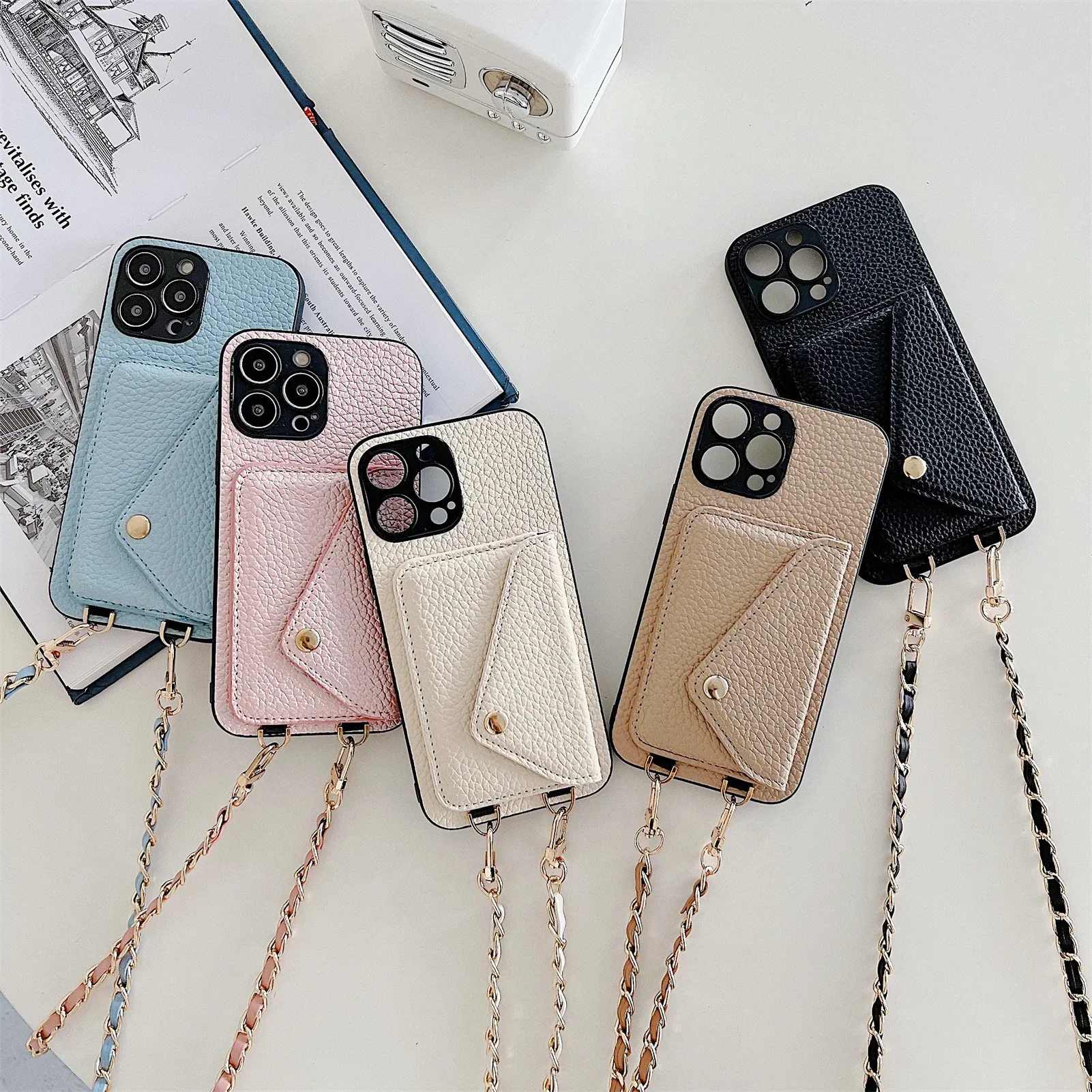 Crossbody Wallet Phone Case for IPhone 16 15 14 13 12 11 Pro Max XR XS X Card Holder Lanyard Chain Strap Cord Bag Leather Cover - Image 6
