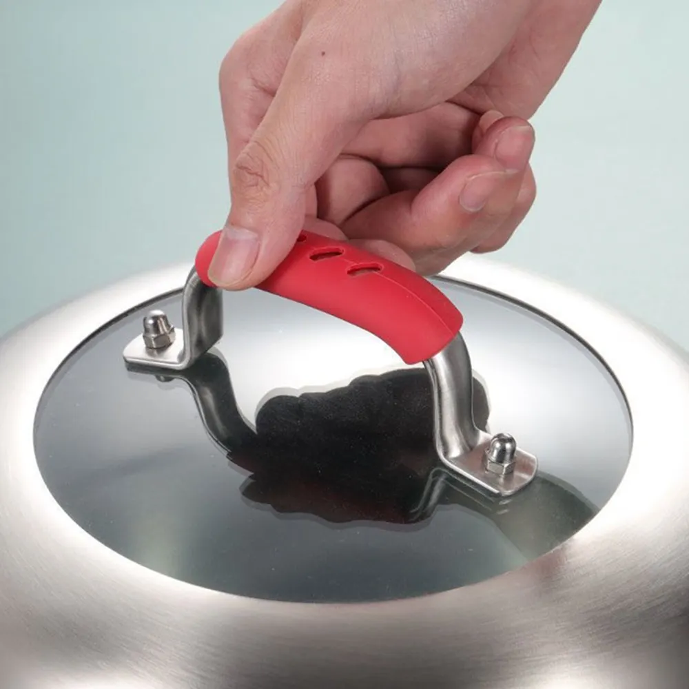 4PCS Silicone Pan Handle Cover Heat Insulation Covers Pot Ear Clip Steamer Casserole Pan Handle Holder Non-slip Kitchen Tool