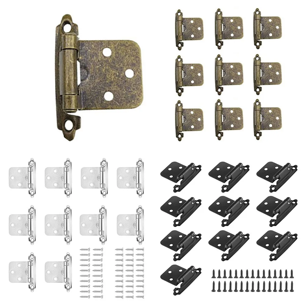 10pcs Cabinet Door Hinges Self Closing Overlay Flush Cabinet Hinge Heavy Duty Door Cupboard Hinges 7*4*3cm   Door Hinges