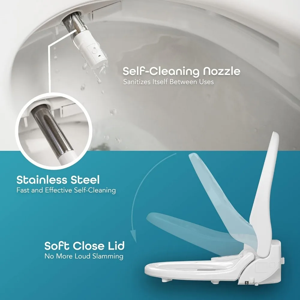 Smart Toilet with Heated Water, Wireless Remote, and Warm Air Dryer - Adjustable and Self-Cleaning - Multiple Wash Settings 4