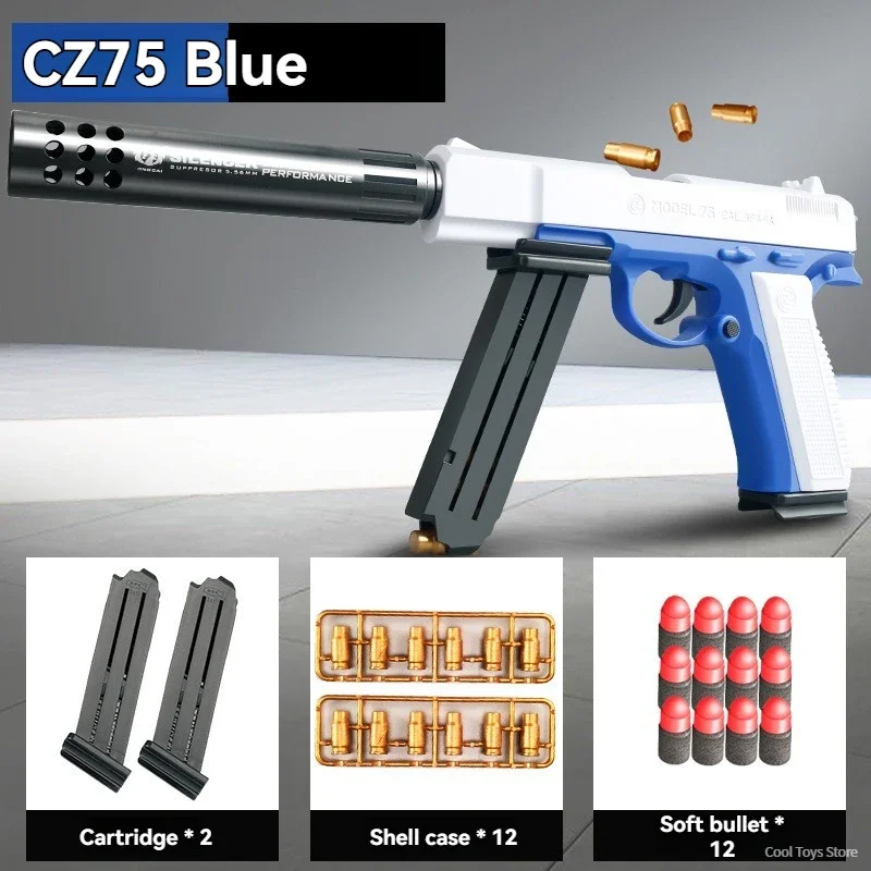 CZ75 Soft Bullet Gun Toy Shell Throwing Manual Air Soft Pistol Weapons Outdoor Realistic Toys Guns for Boys Children Adult Gifts 5