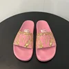 High-quality Pink Letter Print Vietnamese Cambodian Nigerian 2023 Summer Flat Heel Sandals Rubber Outsole Women's Slippers 1