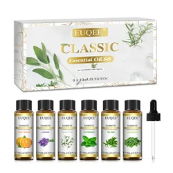 Floral Essence Collection: 6-Bottle Aromatherapy Oil Set Featuring Rose, Lavender, Ylang Ylang, Jasmine, Geranium, and Chamomile - 10ml (Classic Set)