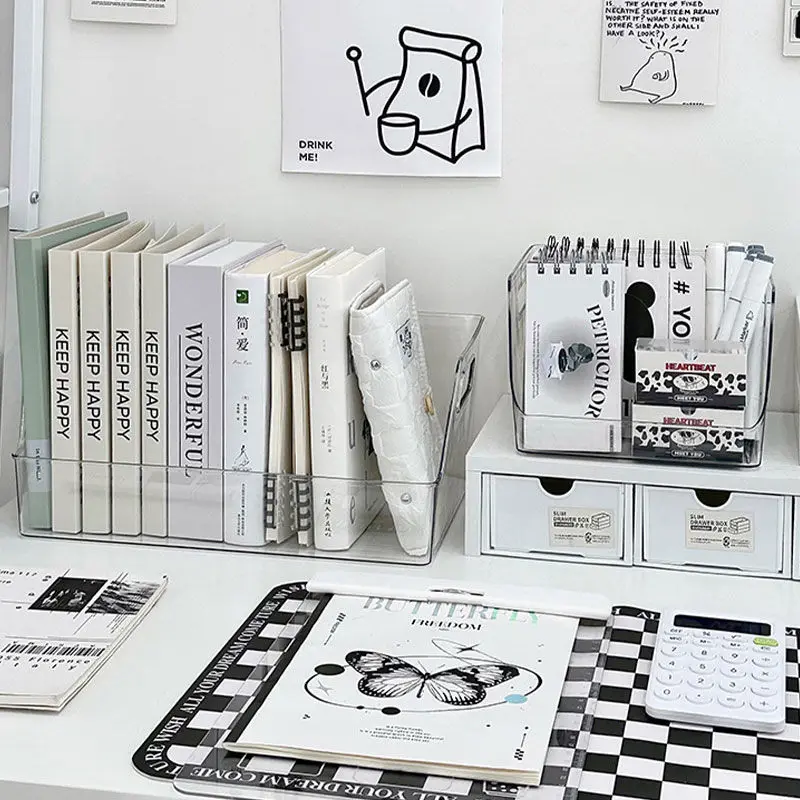 Transparent And Minimalist Magazine Storage And Organization Shelf Desktop Bookshelf Dust-Proof Storage Book Box For Writer