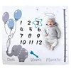 1 Set Baby Monthly Record Growth Milestone Blanket Newborn Photography Props Accessories Cartoon Printing Background 1