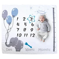 1 Set Baby Monthly Record Growth Milestone Blanket Newborn Photography Props Accessories Cartoon Printing Background 1