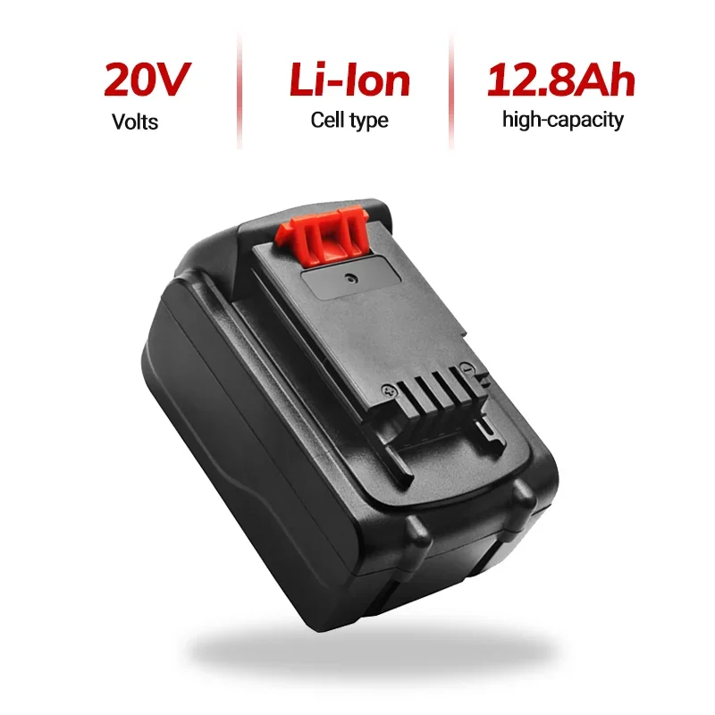 

2023 New 18V/20V 12.8Ah Li-ion Rechargeable Battery for BLACK&DECKER LB20 LBX20 LBXR20 Power Tool Replacement Battery