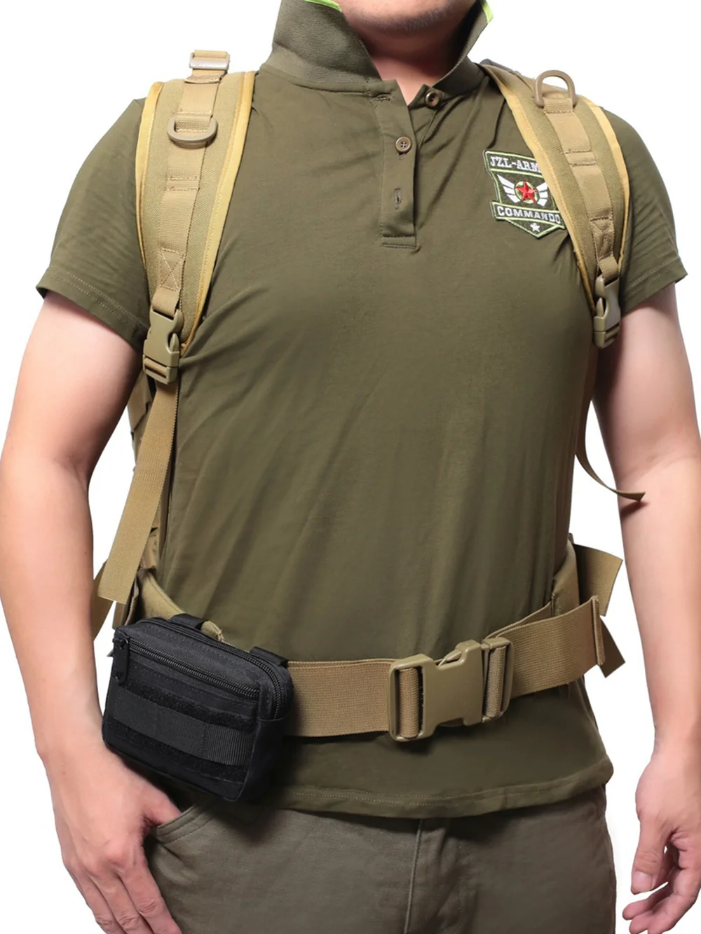Double Layer EDC Pack Men Tactical Molle Waist Belt Oxford Hip Pouch Fanny Pack Camping Hunting Accessories Utility Bag