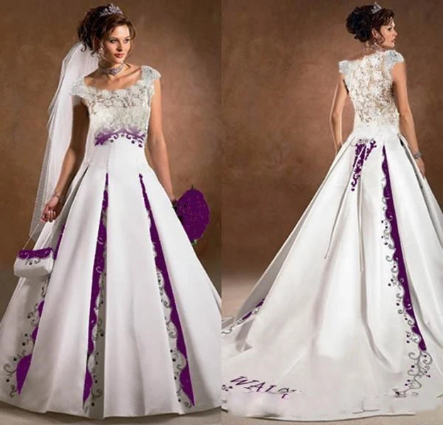 Purple And White Wedding Dresses Plus Size