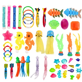 Giocattoli per immersioni in piscina Snorkeling subacqueo estivo per bambini Giocattoli per piscina Set di anelli per immersione con torpedo affondante 1