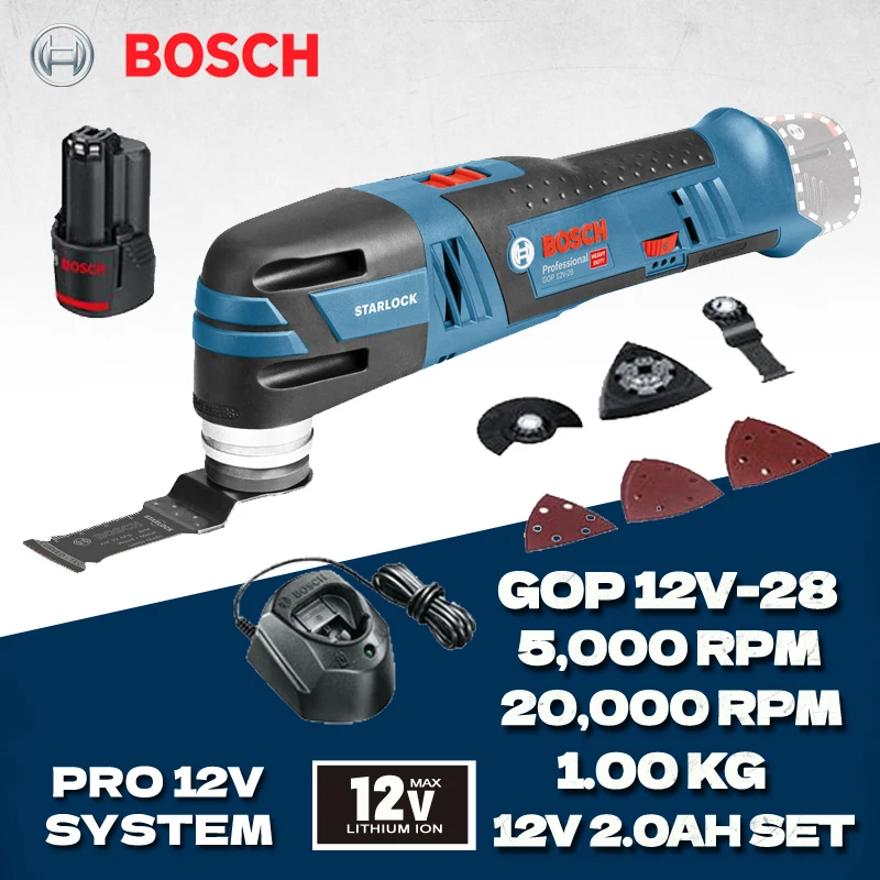 

BOSCH GOP12V-28 Cordless Oscillating Multi-Tools 6 Gears Electric Cutter Grinding Machine Brushless Carpentry Tools GOP 12V-28